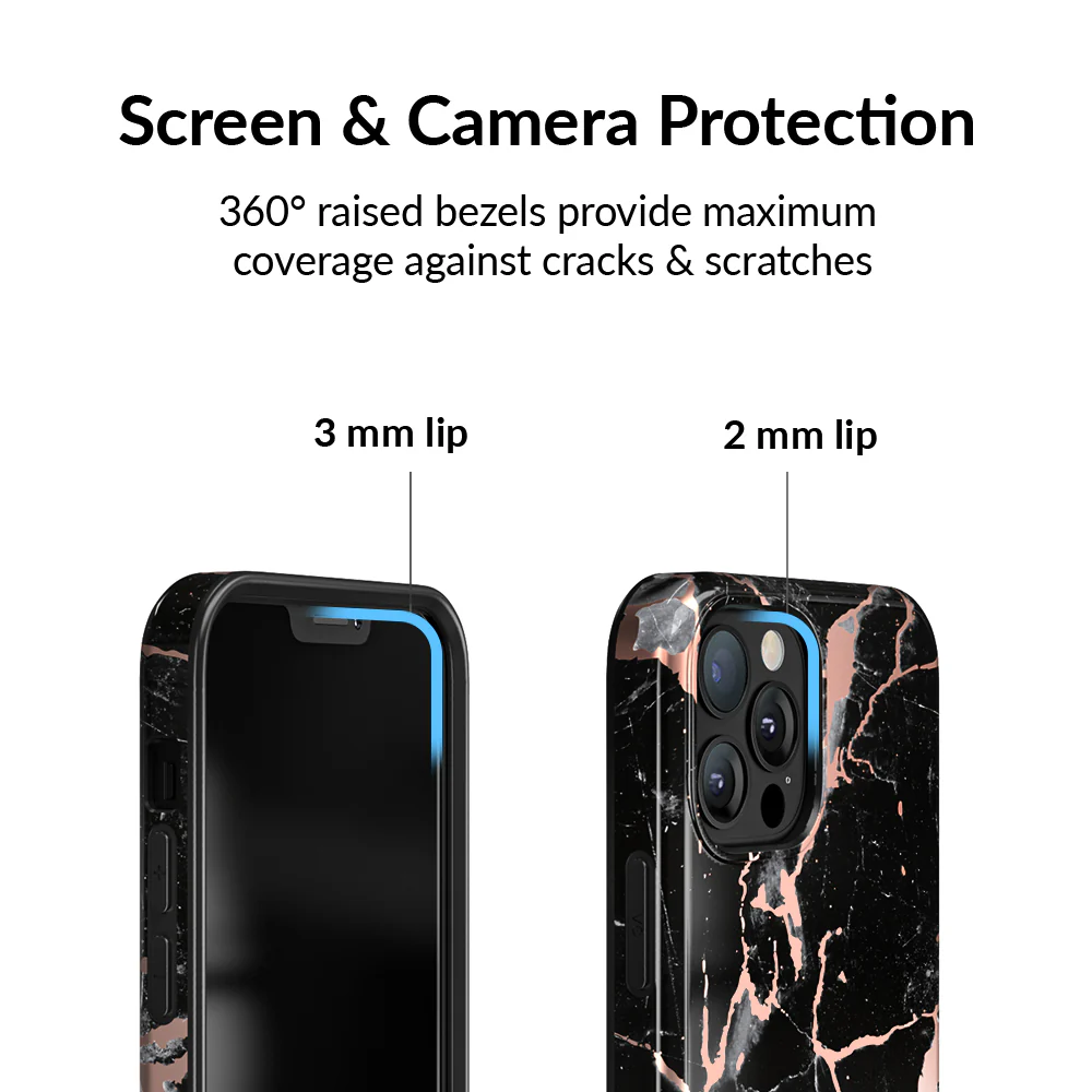 Black Marble Rose Gold Chrome iPhone Case - Image 62