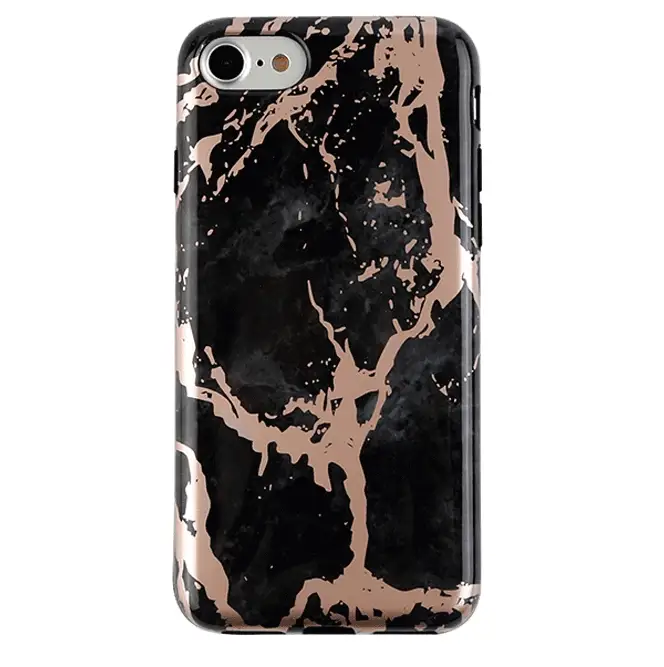 Black Marble Rose Gold Chrome iPhone Case - Image 7