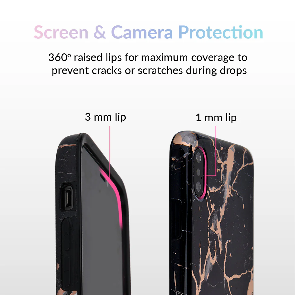 Black Marble Rose Gold Chrome iPhone Case - Image 72