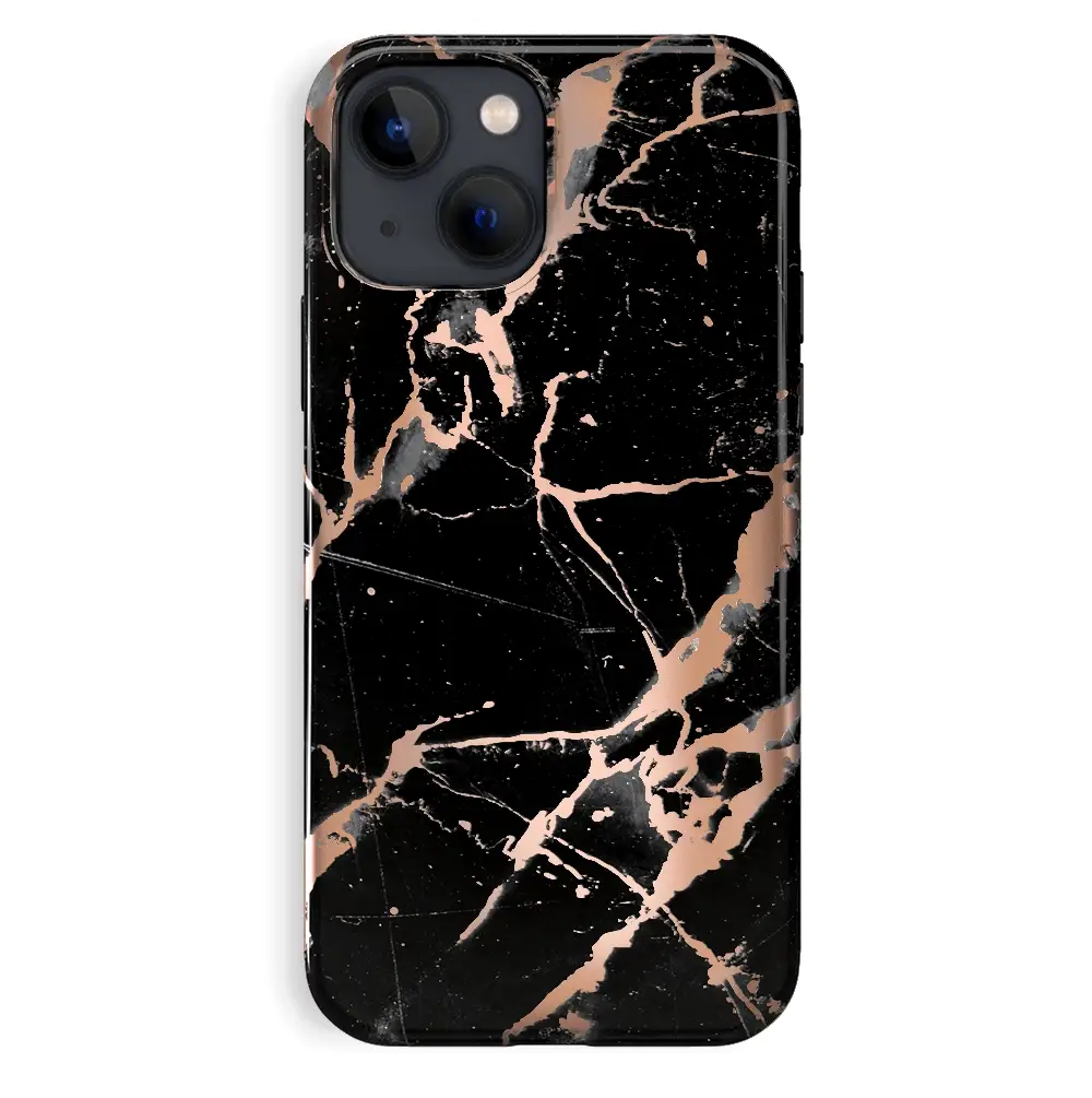 Black Marble Rose Gold Chrome iPhone Case - Image 84