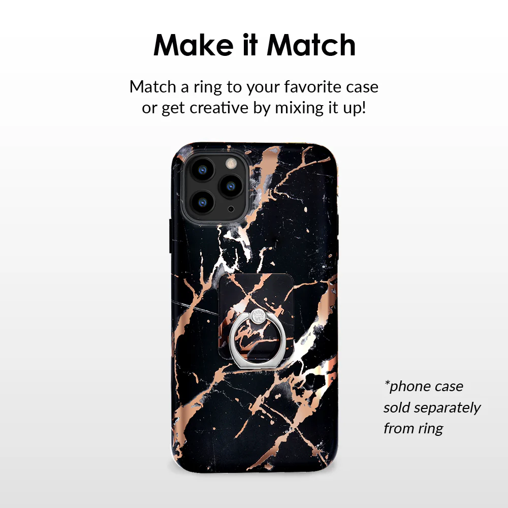 Black Marble Rose Gold Chrome Phone Ring - Image 2