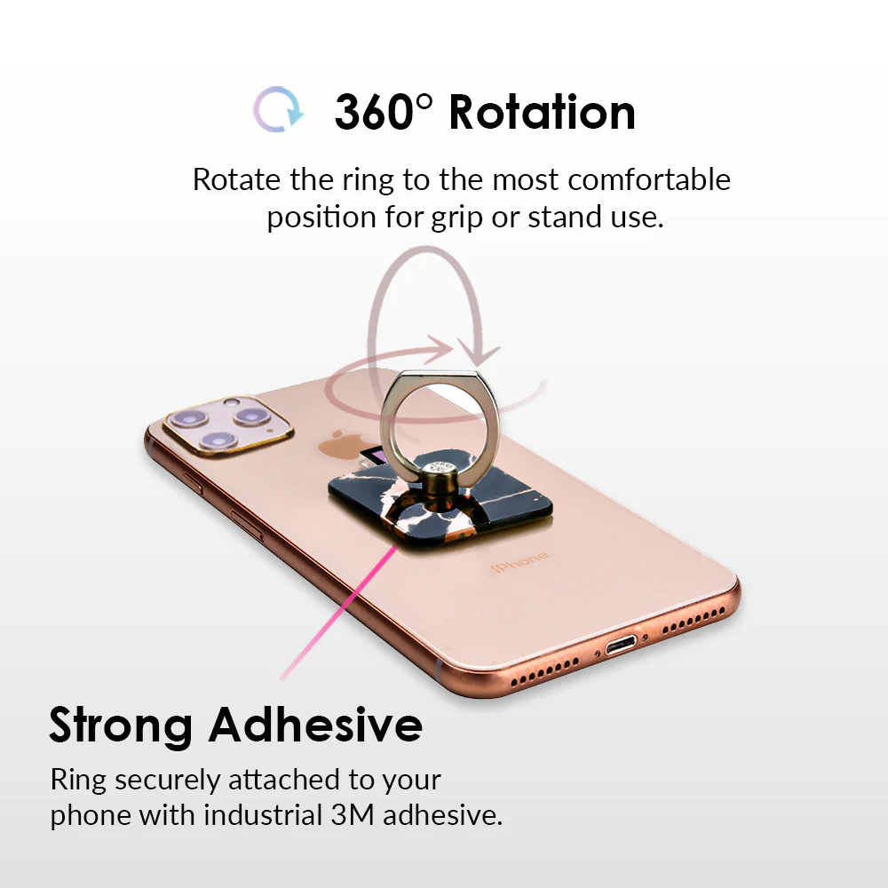 Black Marble Rose Gold Chrome Phone Ring - Image 3