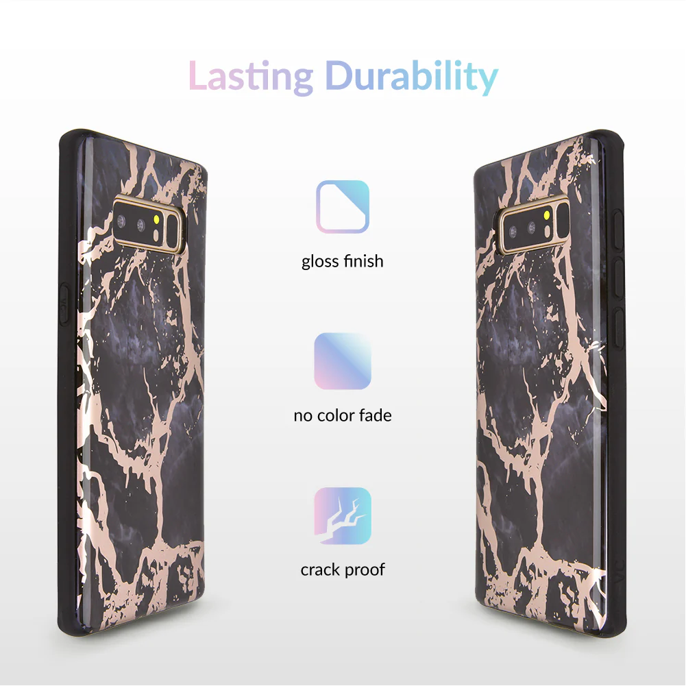 Black Marble Rose Gold Chrome Samsung Galaxy Case - Image 13