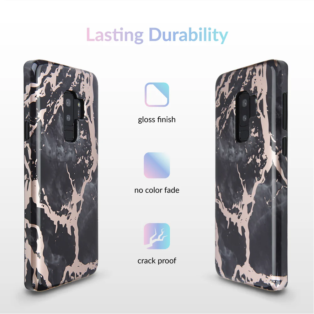 Black Marble Rose Gold Chrome Samsung Galaxy Case - Image 18