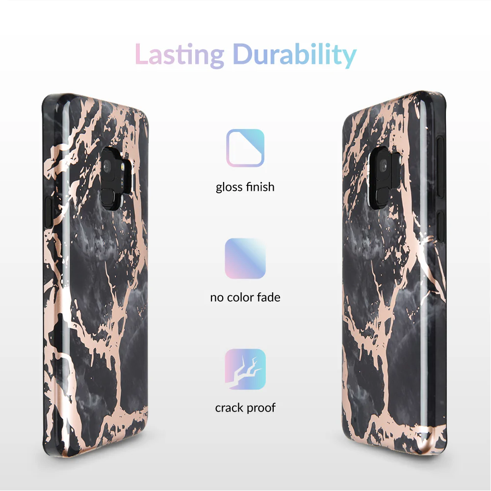Black Marble Rose Gold Chrome Samsung Galaxy Case - Image 23