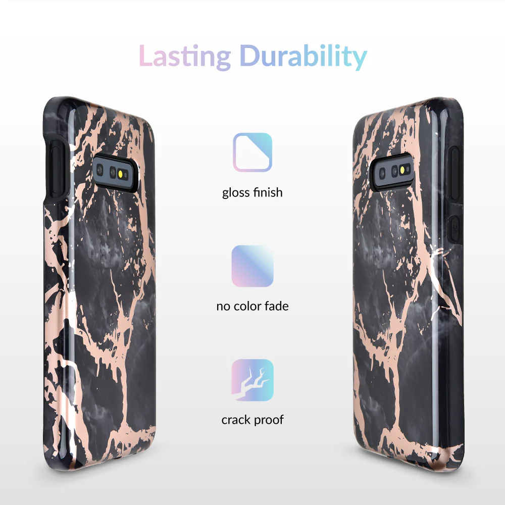 Black Marble Rose Gold Chrome Samsung Galaxy Case - Image 33