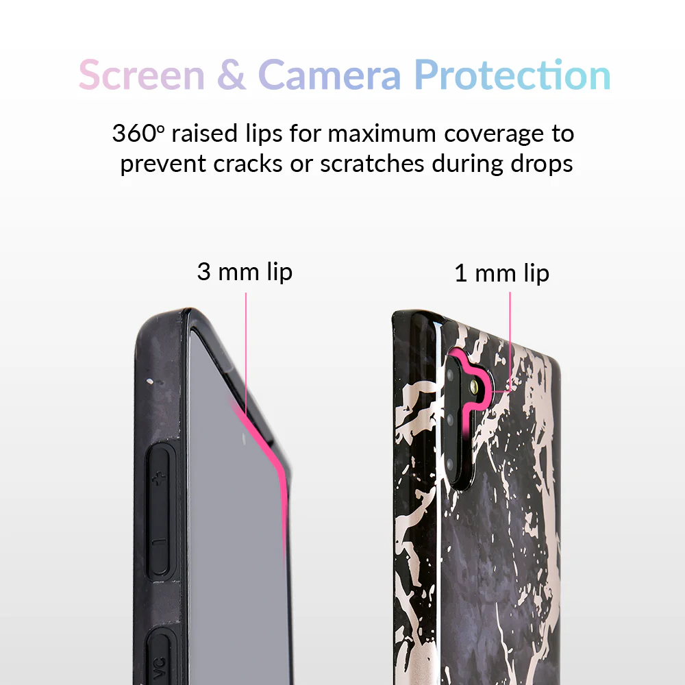Black Marble Rose Gold Chrome Samsung Galaxy Case - Image 35