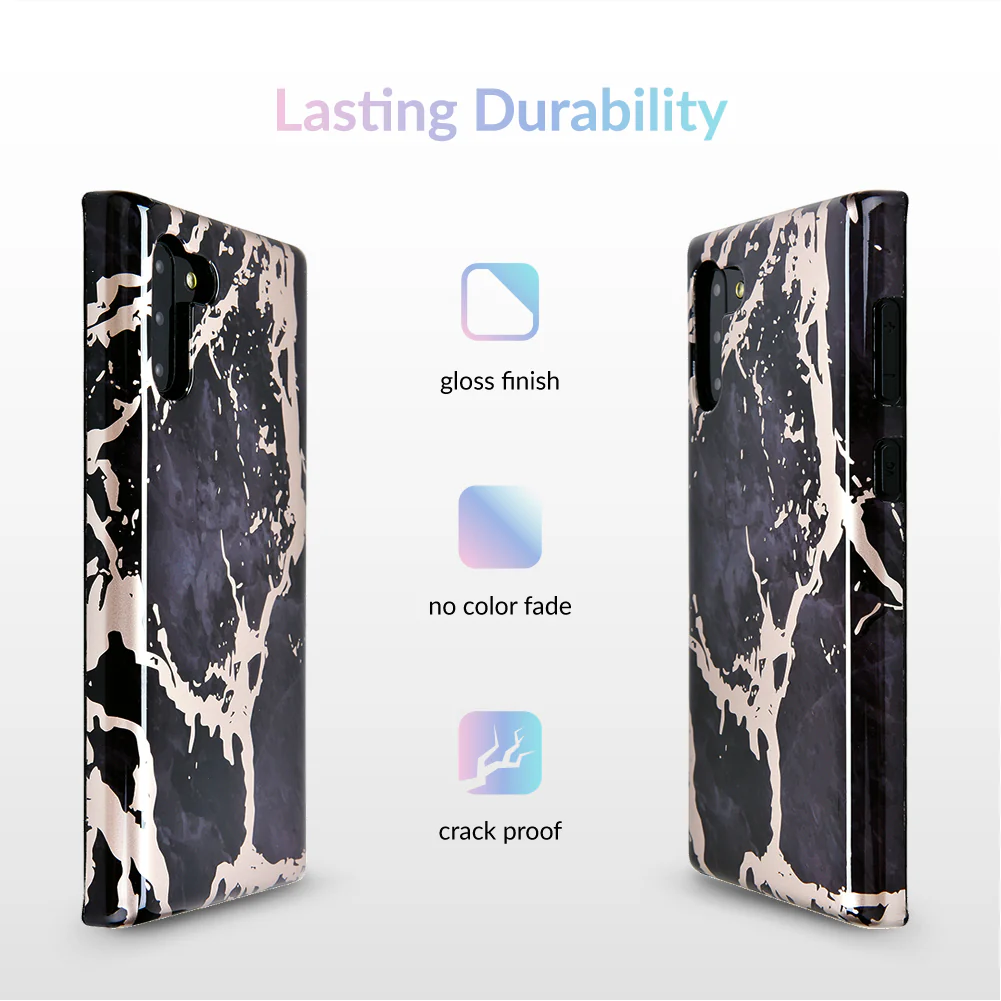 Black Marble Rose Gold Chrome Samsung Galaxy Case - Image 36