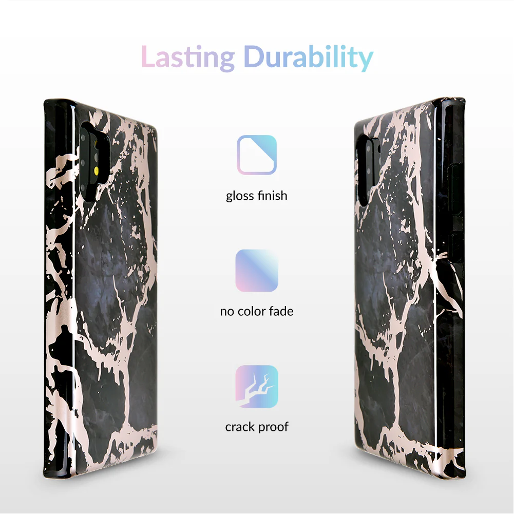 Black Marble Rose Gold Chrome Samsung Galaxy Case - Image 41