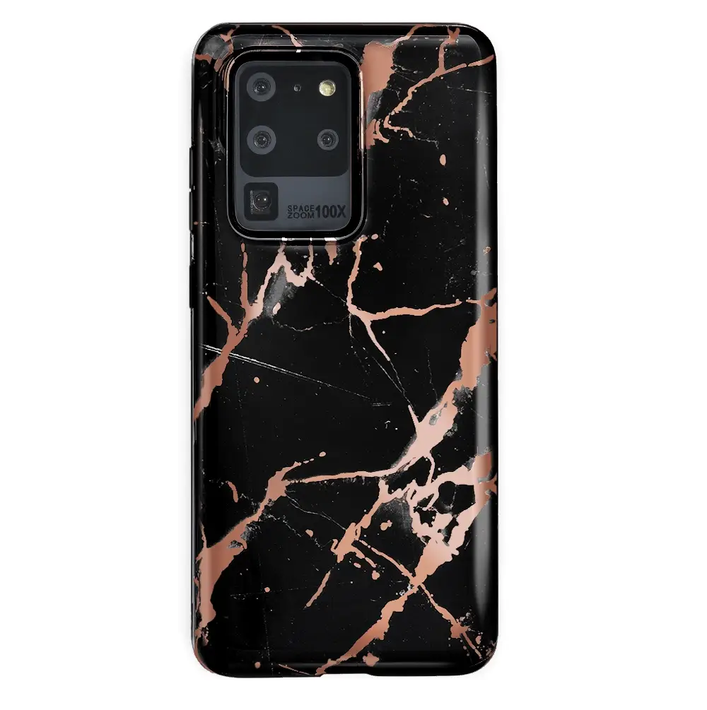 Black Marble Rose Gold Chrome Samsung Galaxy Case - Image 44