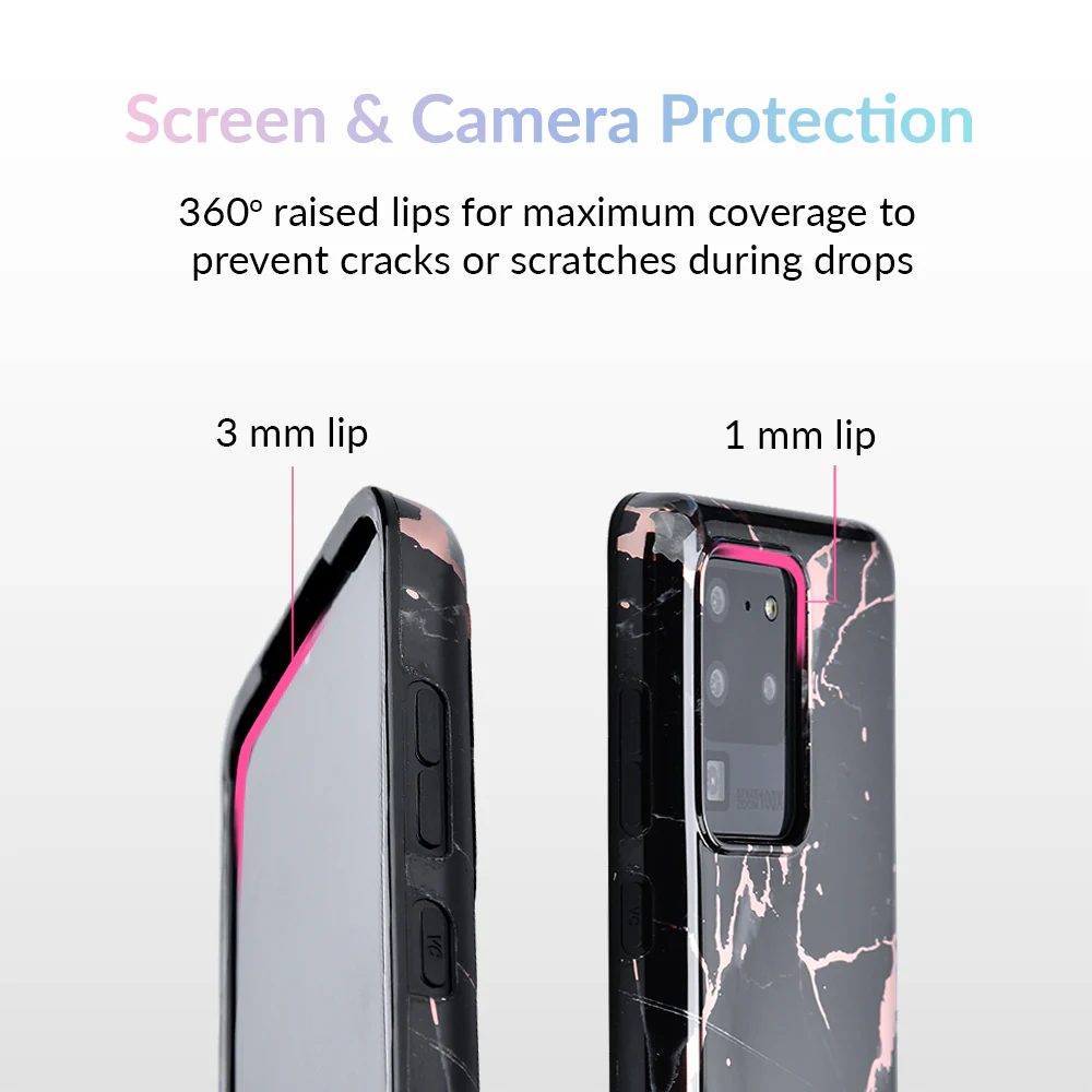 Black Marble Rose Gold Chrome Samsung Galaxy Case - Image 45