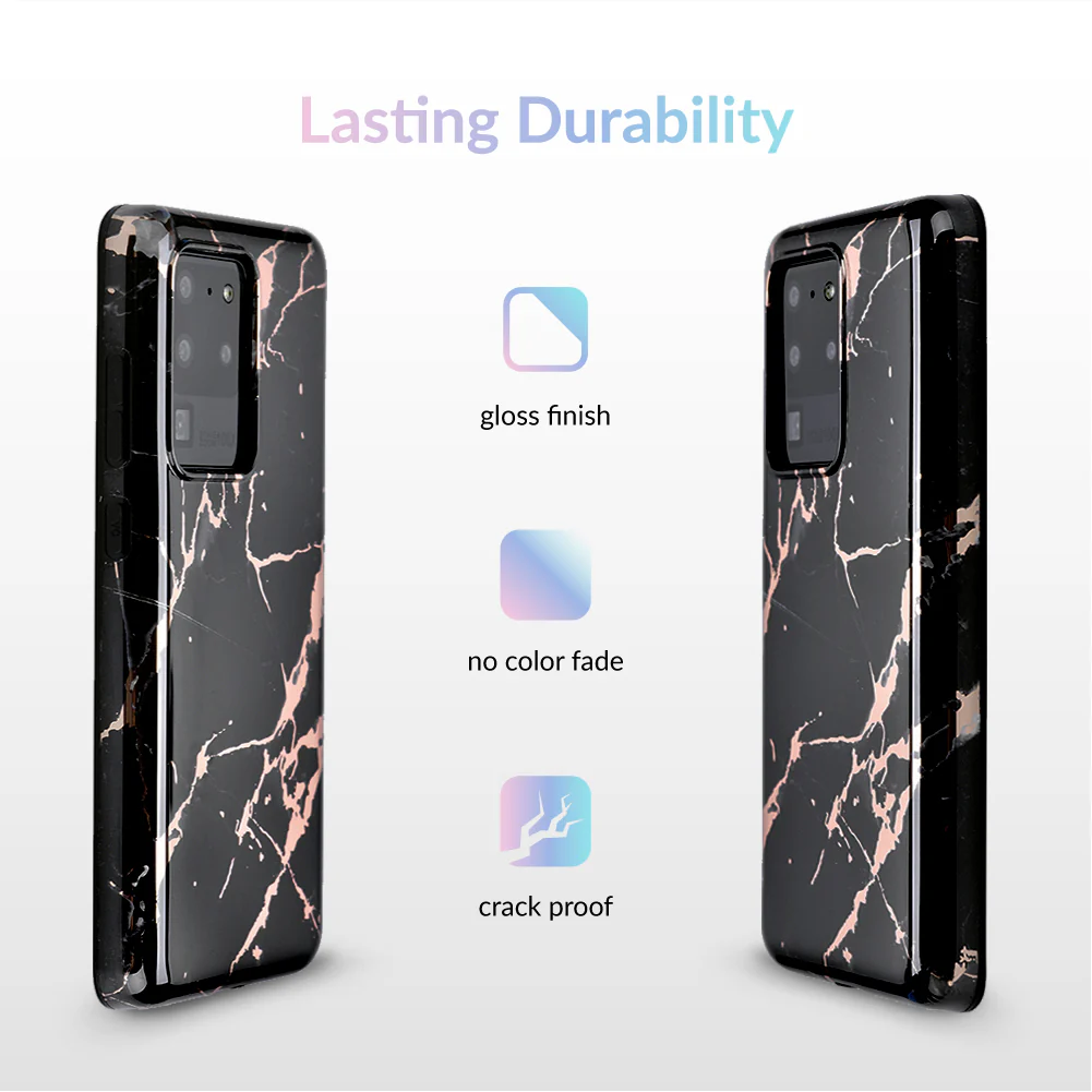 Black Marble Rose Gold Chrome Samsung Galaxy Case - Image 46