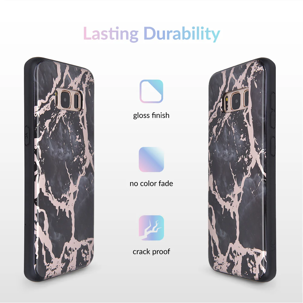 Black Marble Rose Gold Chrome Samsung Galaxy Case - Image 8