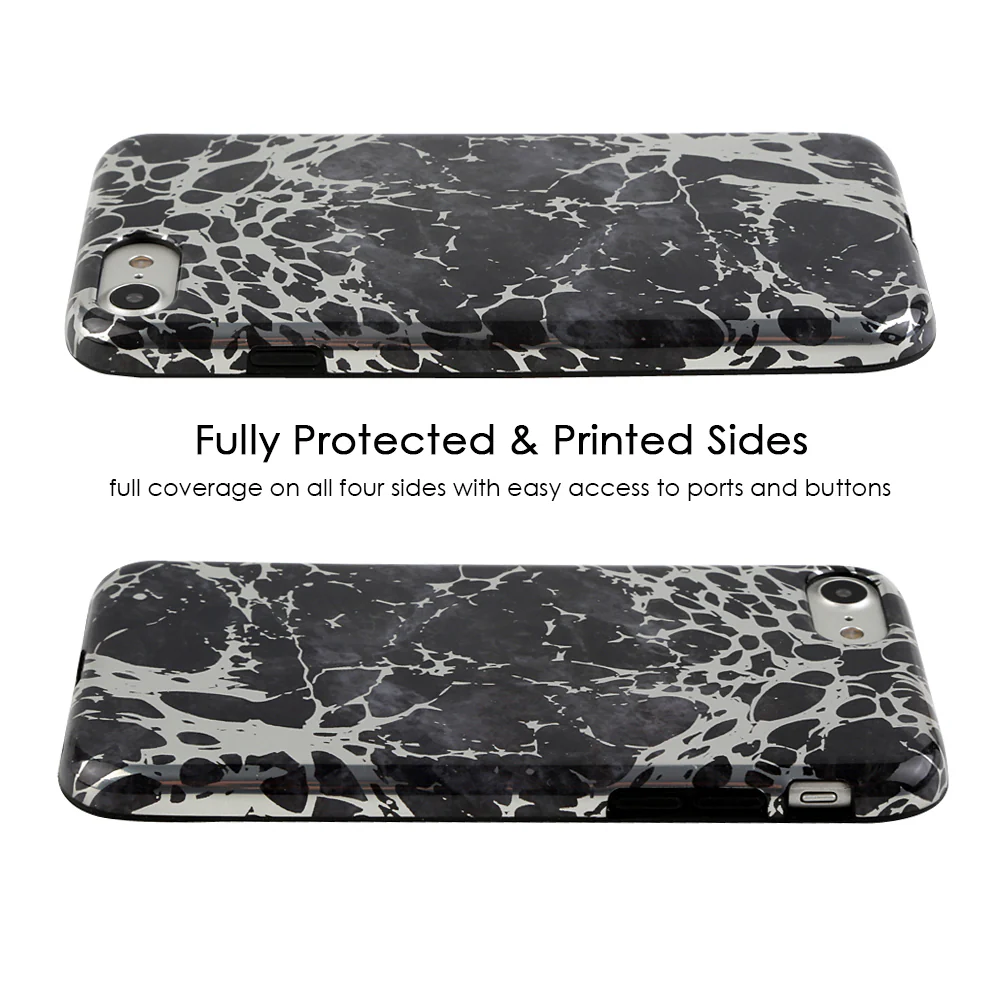 Black Marble Silver Chrome iPhone Case - Image 10