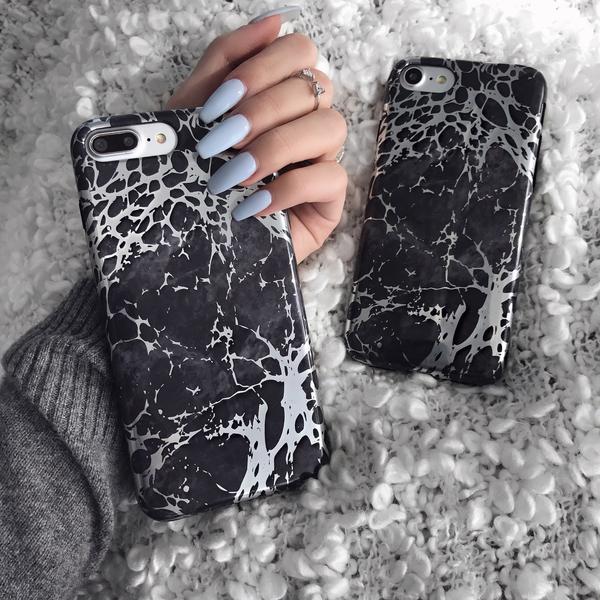 Black Marble Silver Chrome iPhone Case - Image 14