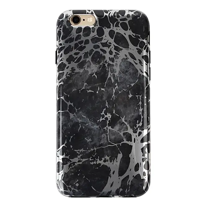 Black Marble Silver Chrome iPhone Case - Image 25