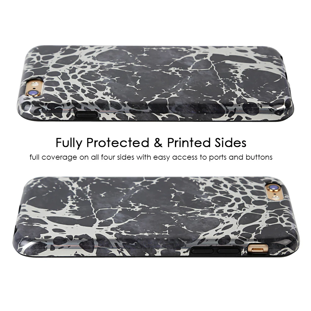 Black Marble Silver Chrome iPhone Case - Image 34