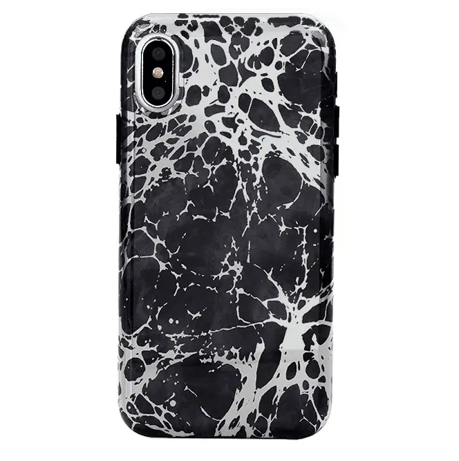 Black Marble Silver Chrome iPhone Case - Image 37