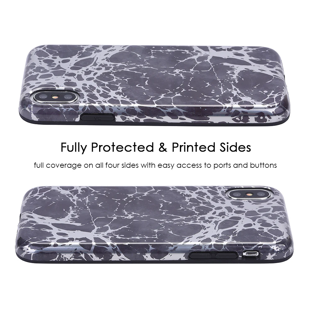 Black Marble Silver Chrome iPhone Case - Image 42