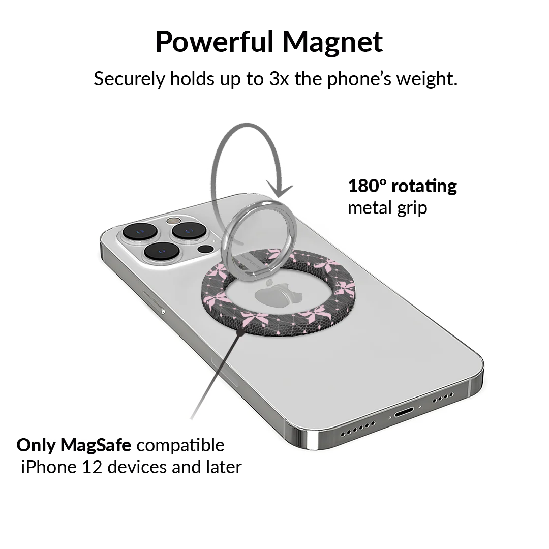 Lacy Pink Bows MagSafe Grip Ring - Image 3