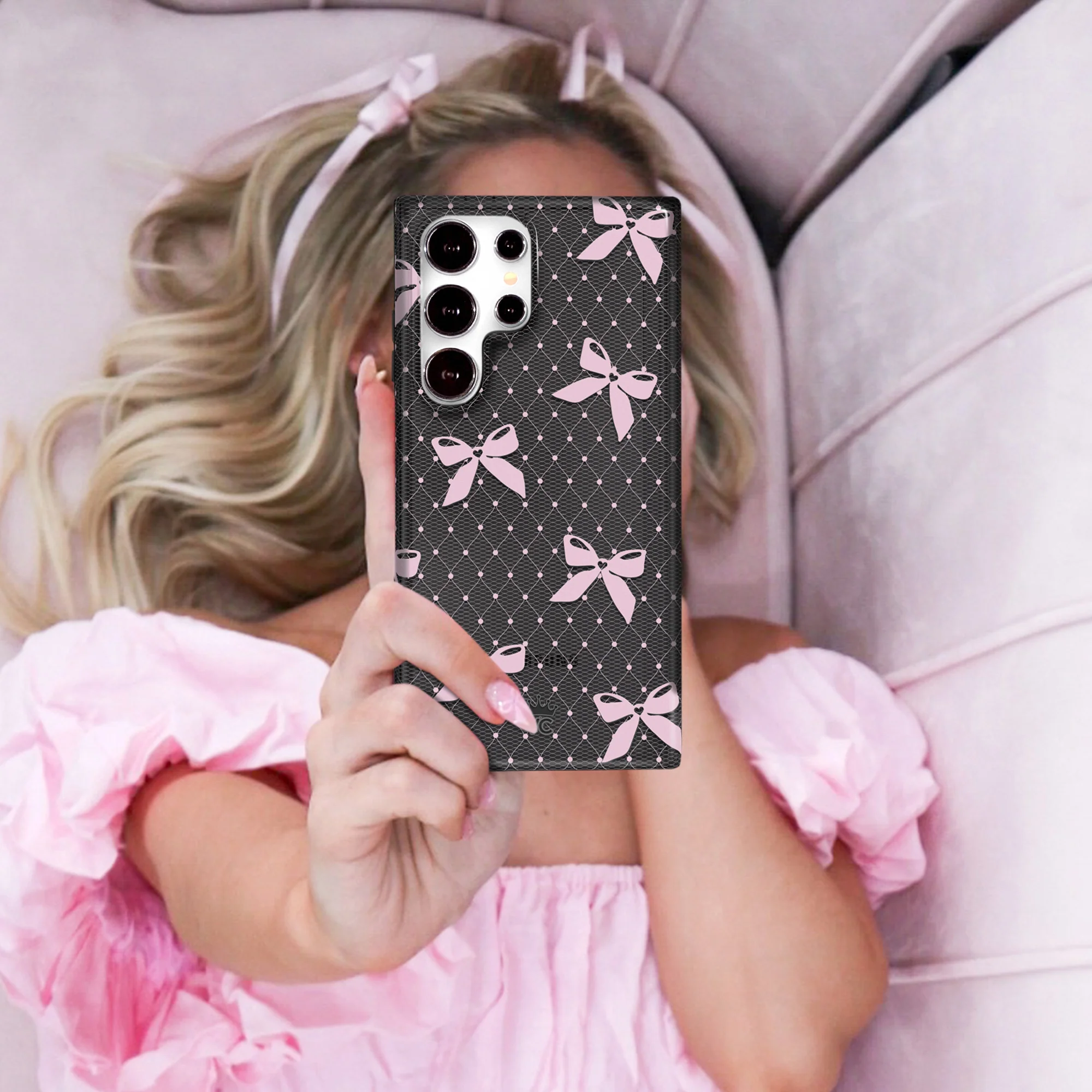 Lacy Pink Bows Samsung Case - Image 44