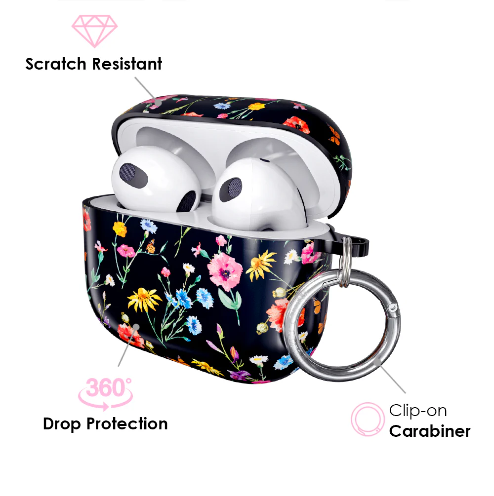 Black Wildflower AirPod Case - Image 12