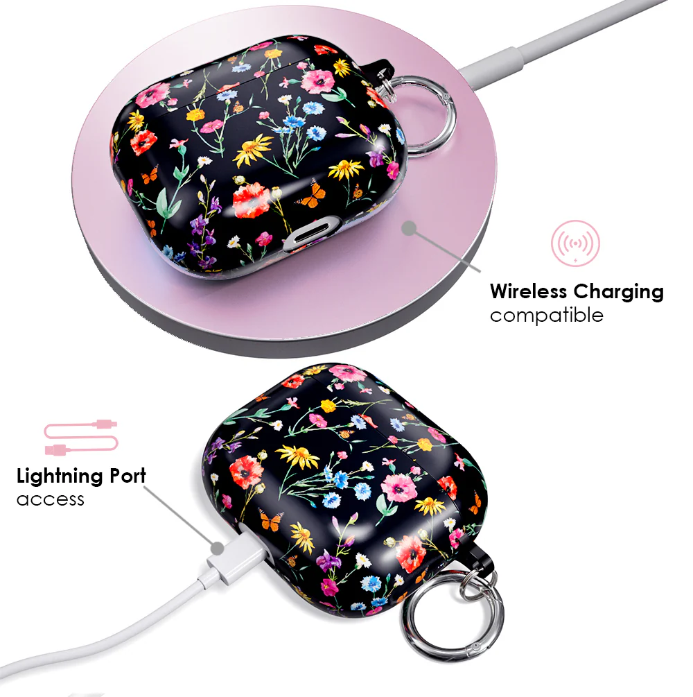 Black Wildflower AirPod Case - Image 13