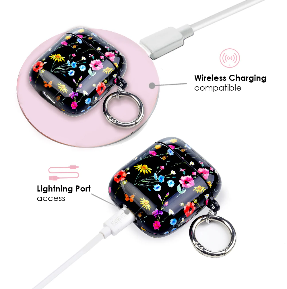 Black Wildflower AirPod Case - Image 4