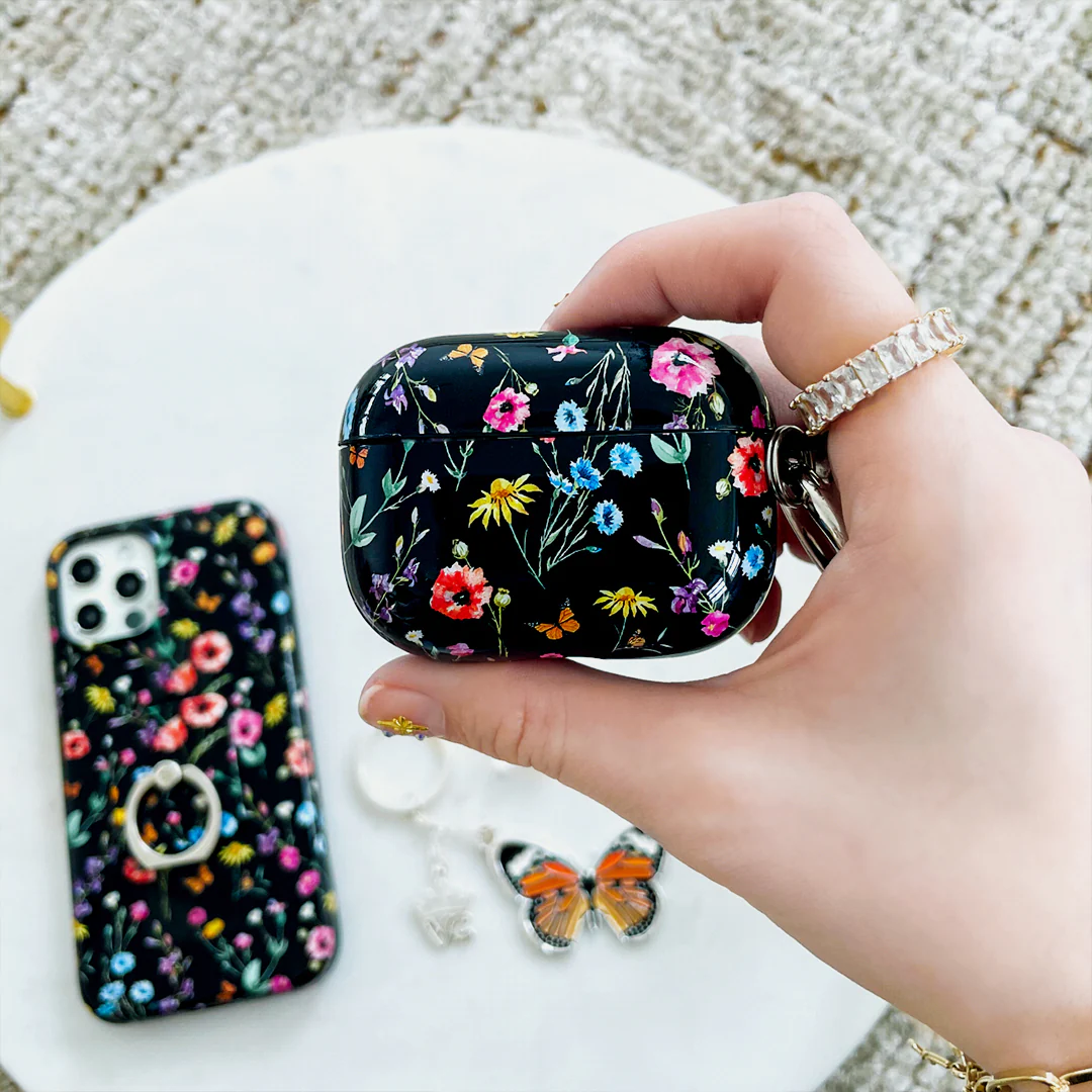Black Wildflower AirPod Case - Image 7