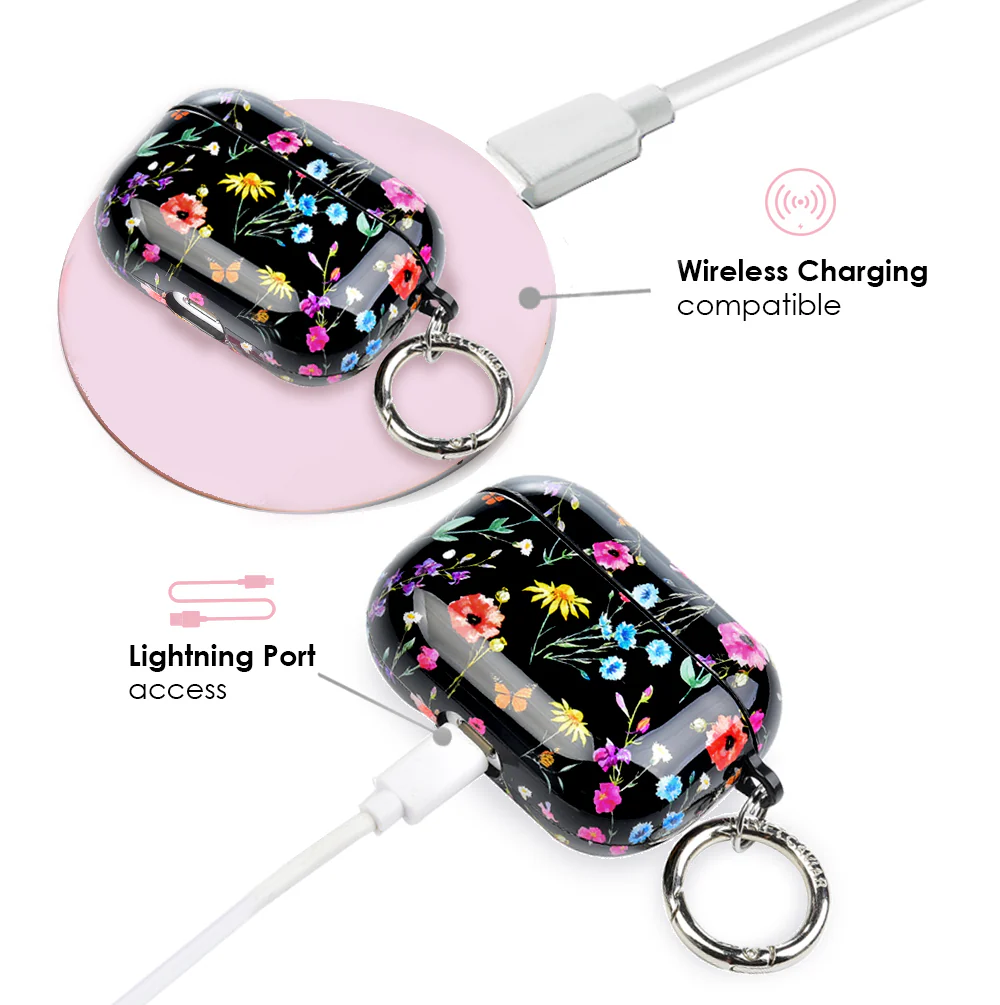 Black Wildflower AirPod Case - Image 9