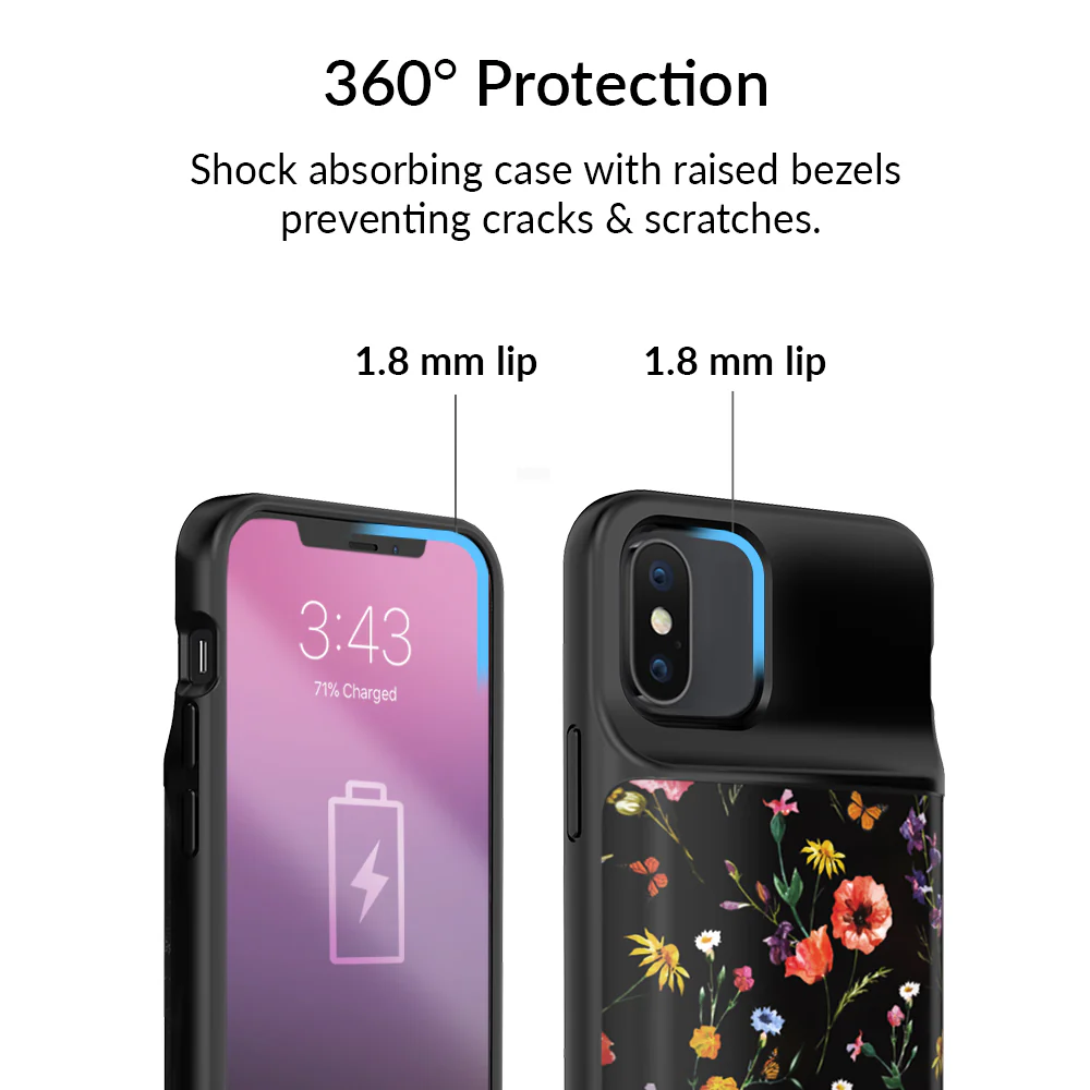 Black Wildflower iPhone Charging Case - Image 10