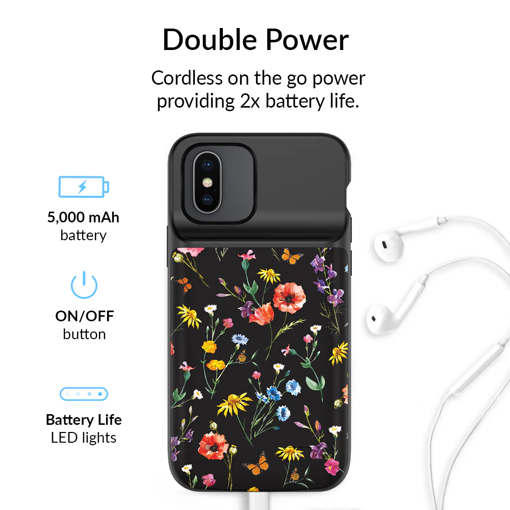 Black Wildflower iPhone Charging Case - Image 14