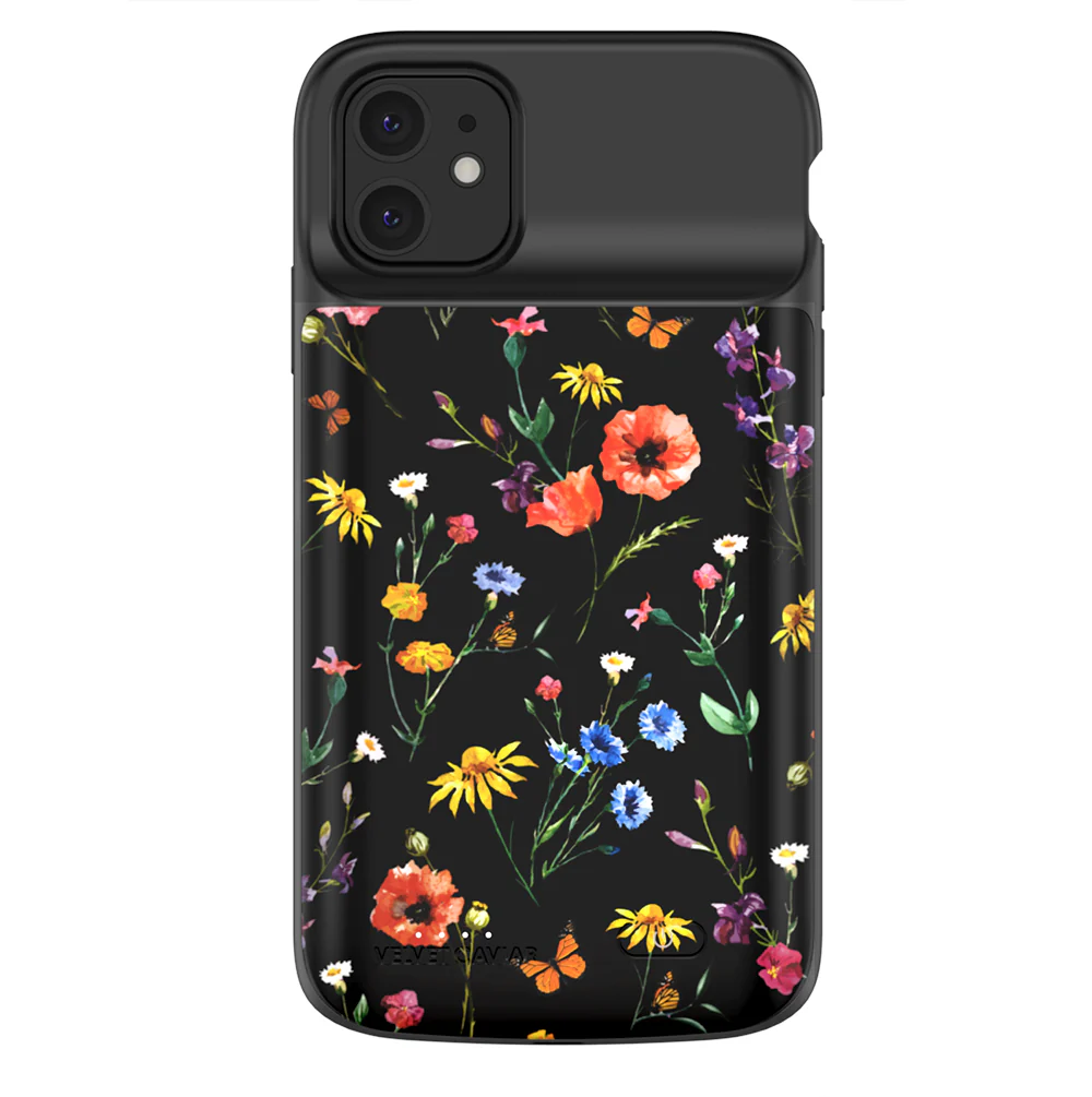 Black Wildflower iPhone Charging Case - Image 19