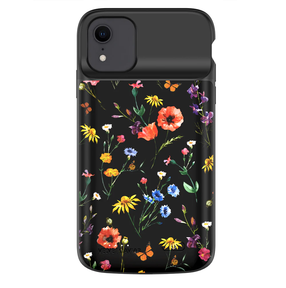 Black Wildflower iPhone Charging Case - Image 2