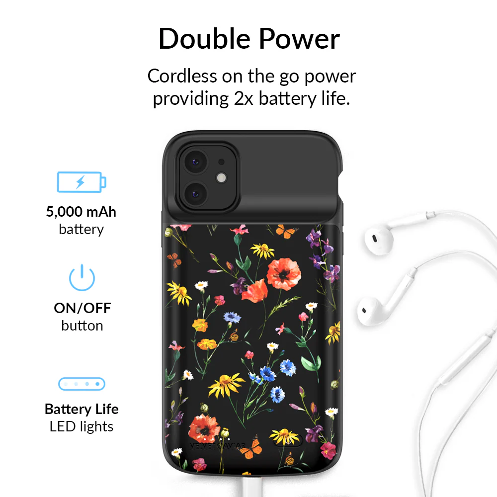 Black Wildflower iPhone Charging Case - Image 20