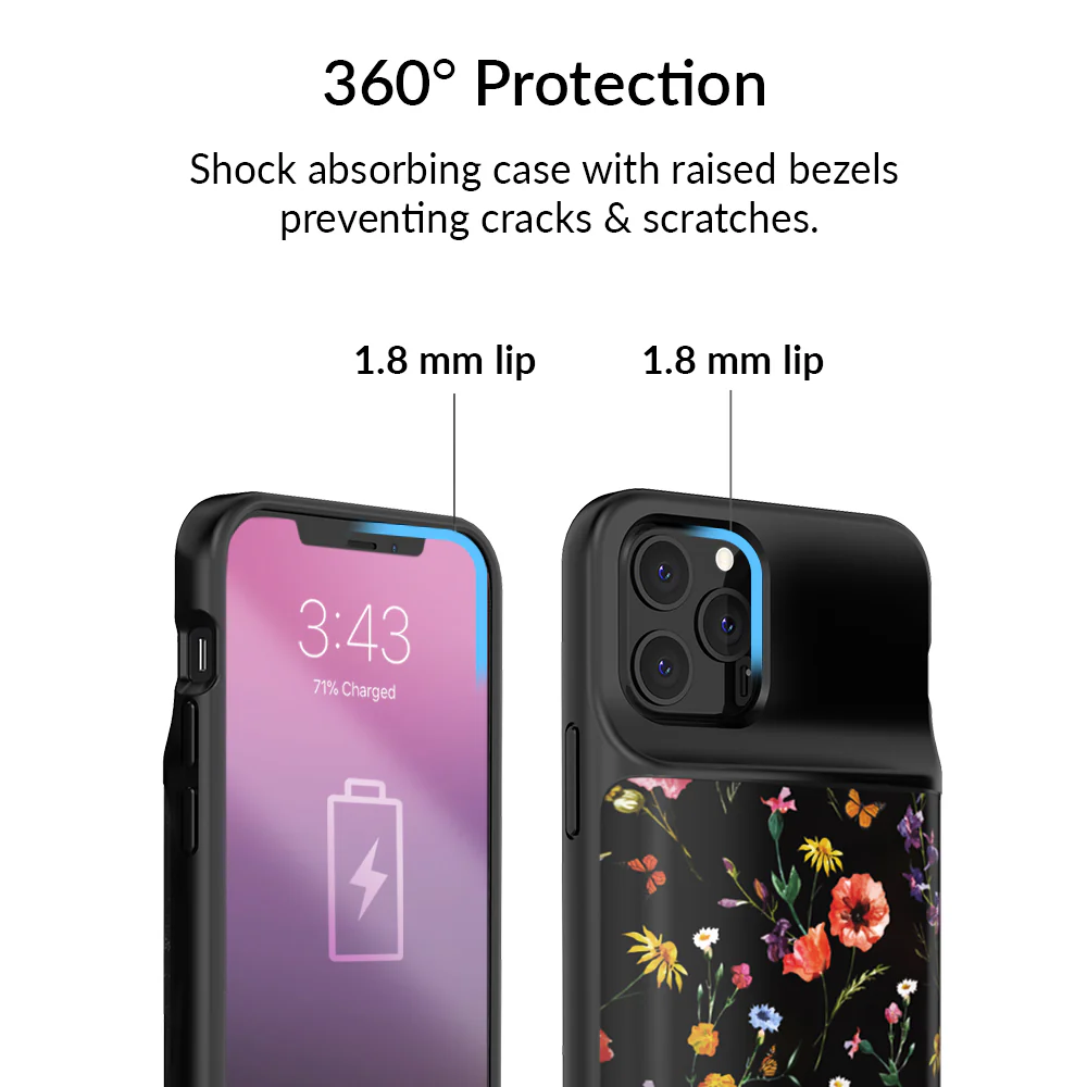 Black Wildflower iPhone Charging Case - Image 28