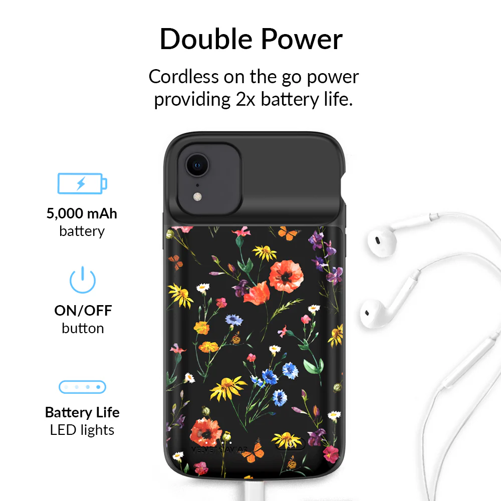 Black Wildflower iPhone Charging Case - Image 3