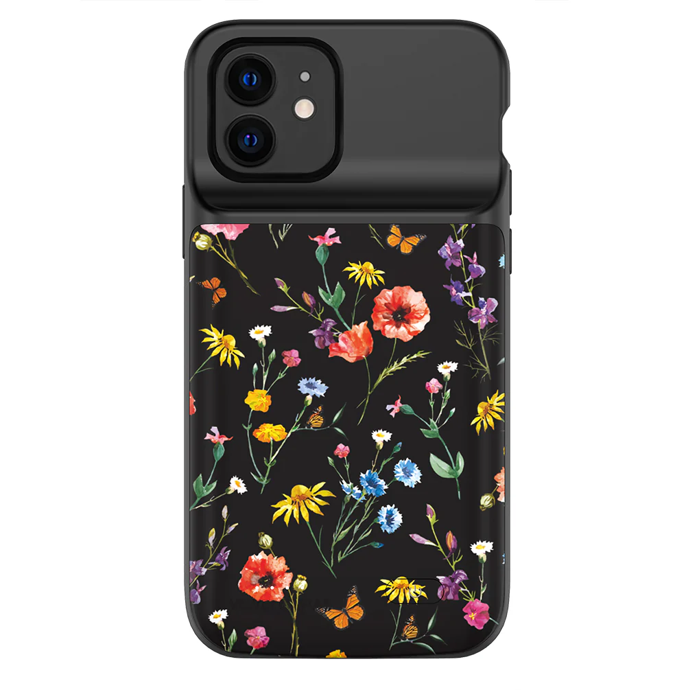 Black Wildflower iPhone Charging Case - Image 37