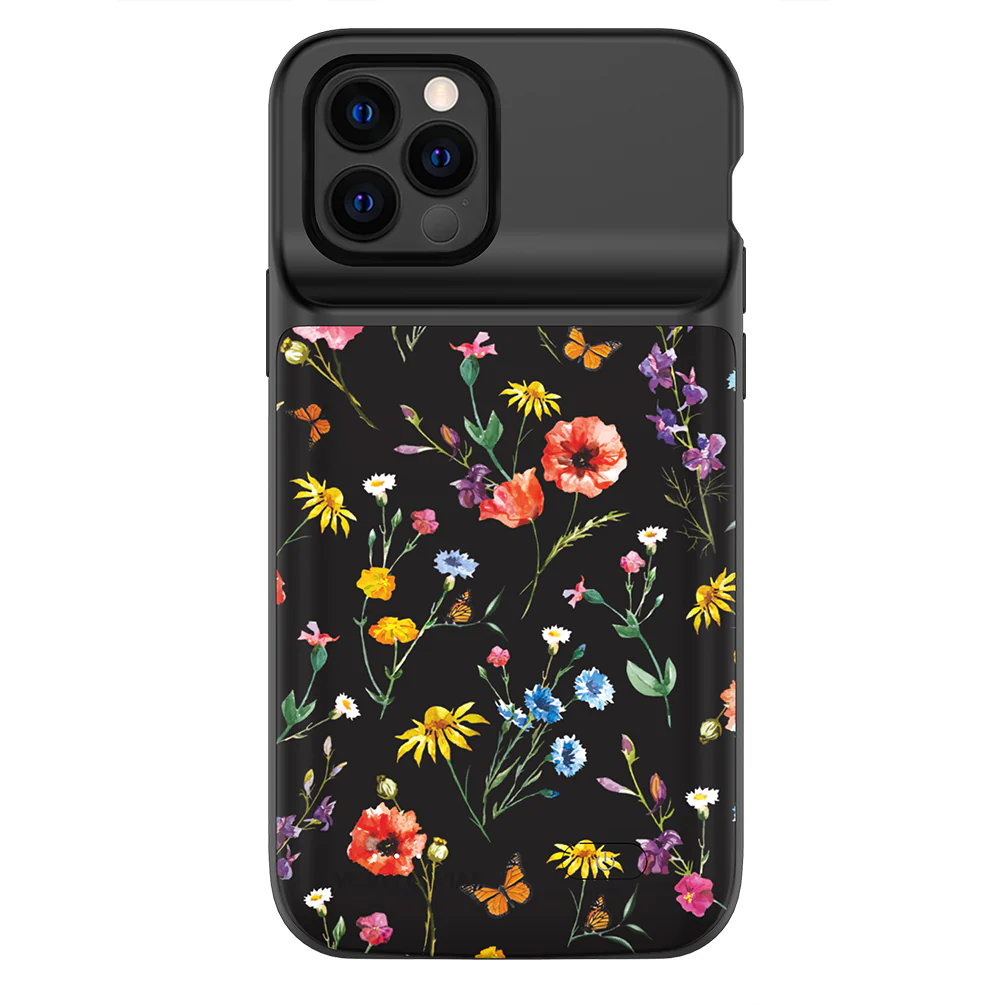 Black Wildflower iPhone Charging Case - Image 43