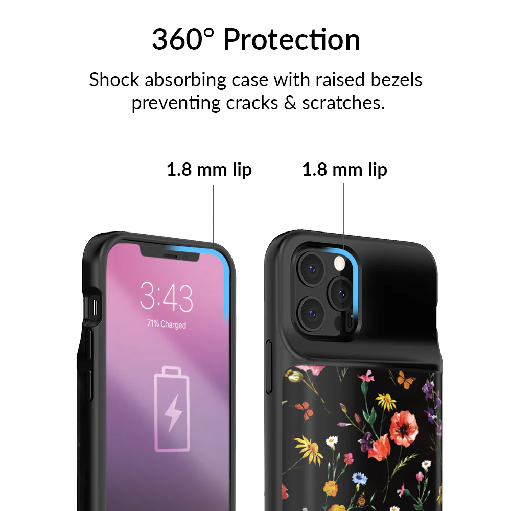 Black Wildflower iPhone Charging Case - Image 64