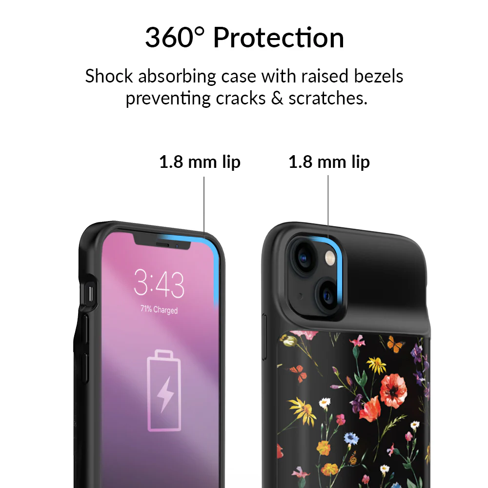 Black Wildflower iPhone Charging Case - Image 70