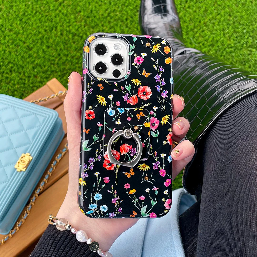 Black Wildflower iPhone Case - Image 111
