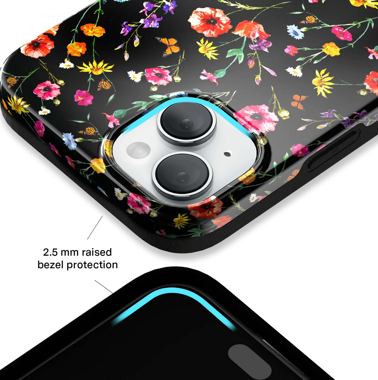 Black Wildflower iPhone Case - Image 124