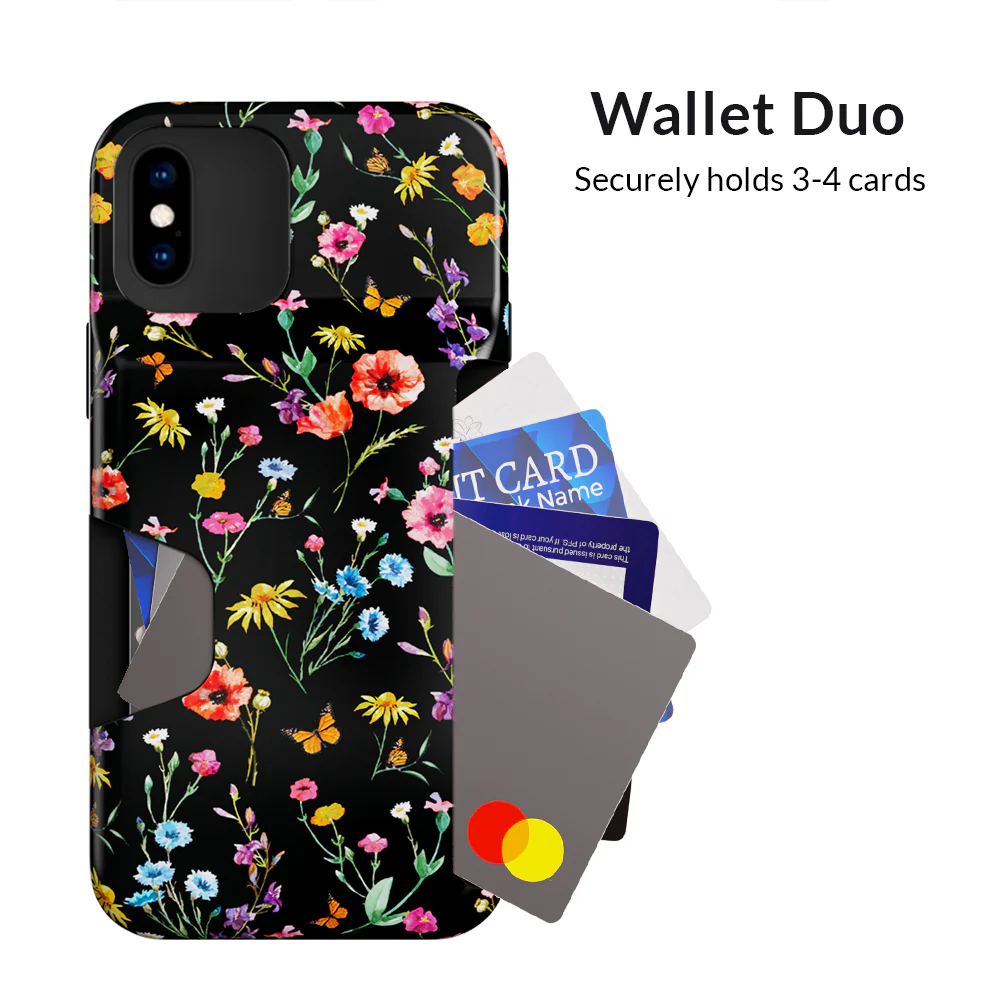 Black Wildflower iPhone Wallet Case - Image 11