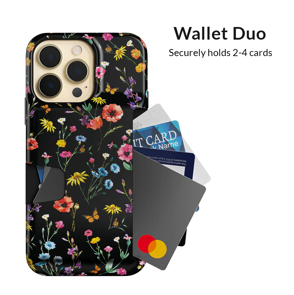 Black Wildflower iPhone Wallet Case - Image 113