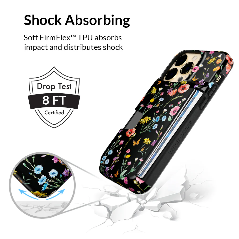 Black Wildflower iPhone Wallet Case - Image 116