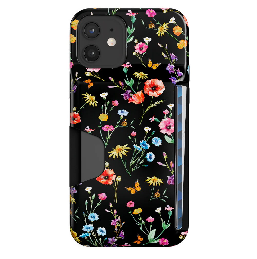 Black Wildflower iPhone Wallet Case - Image 17