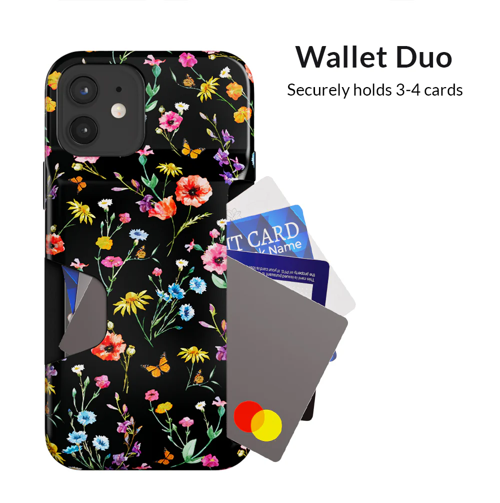 Black Wildflower iPhone Wallet Case - Image 19