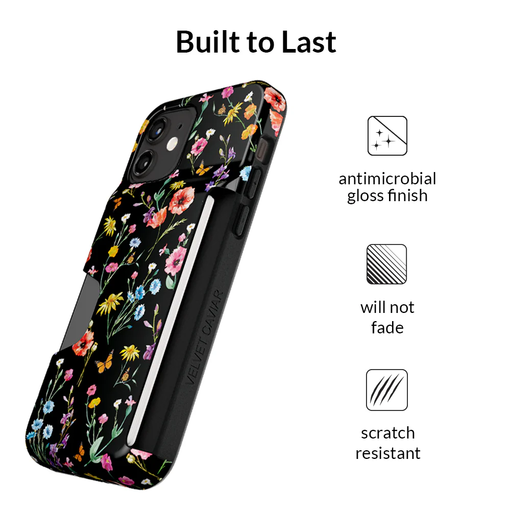 Black Wildflower iPhone Wallet Case - Image 24
