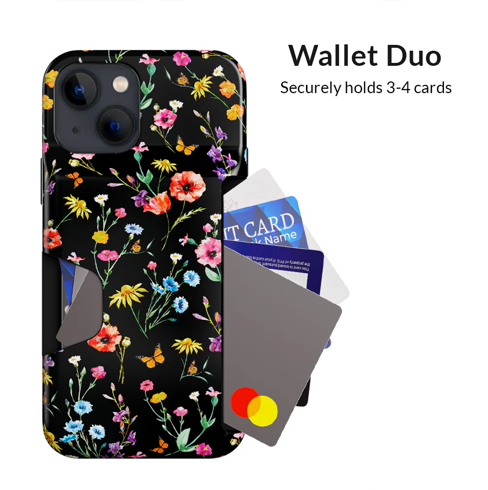 Black Wildflower iPhone Wallet Case - Image 27